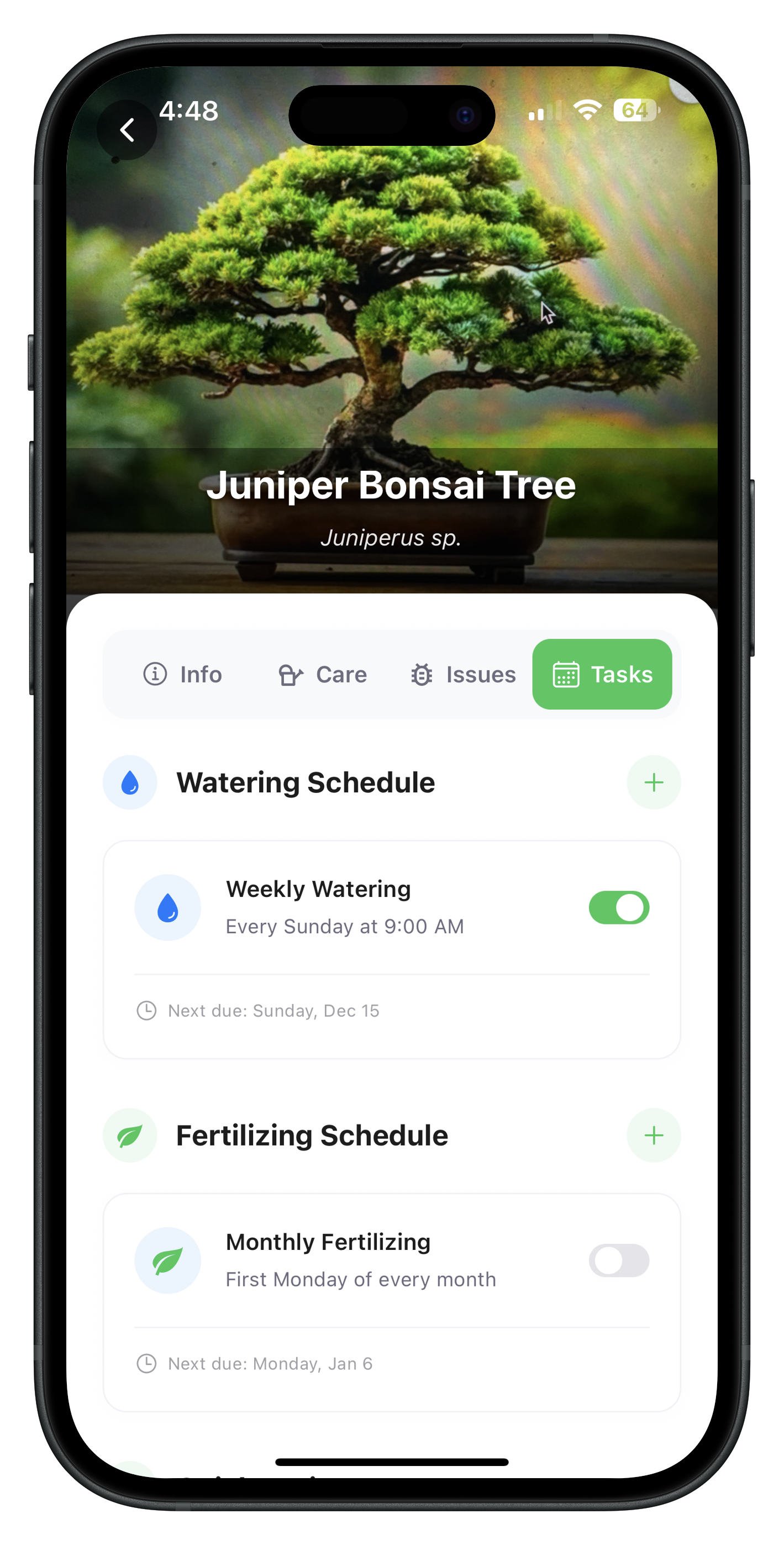 Tasks and Reminders Feature